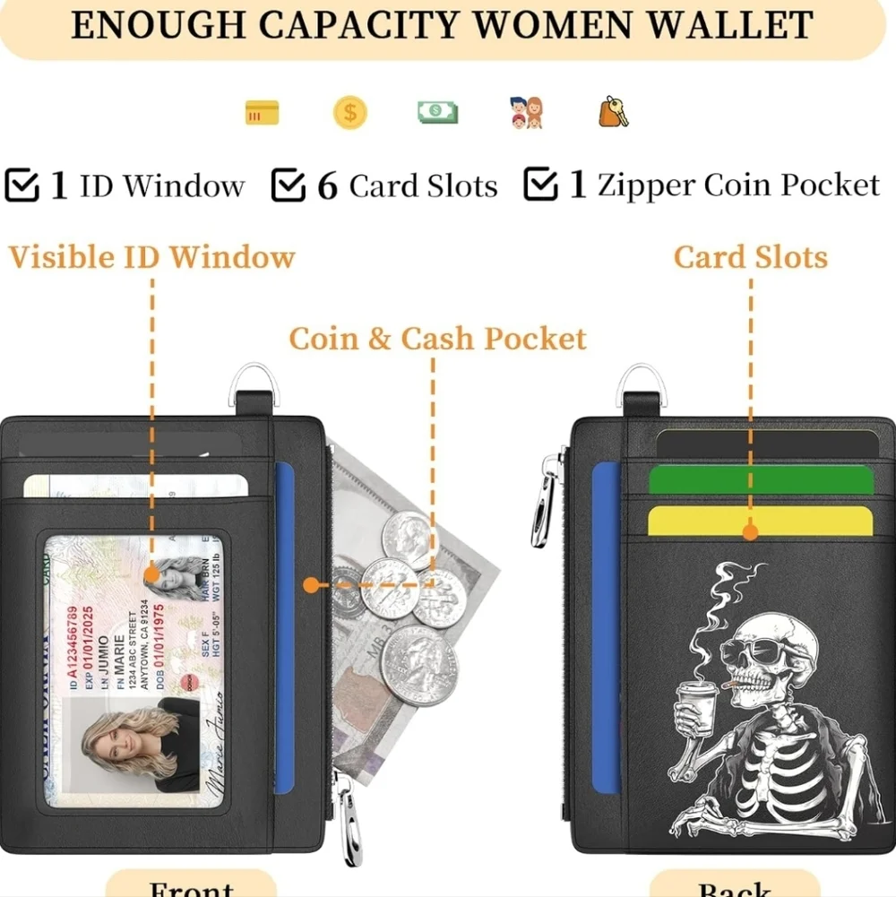 Black Wallet with Skeleton Design